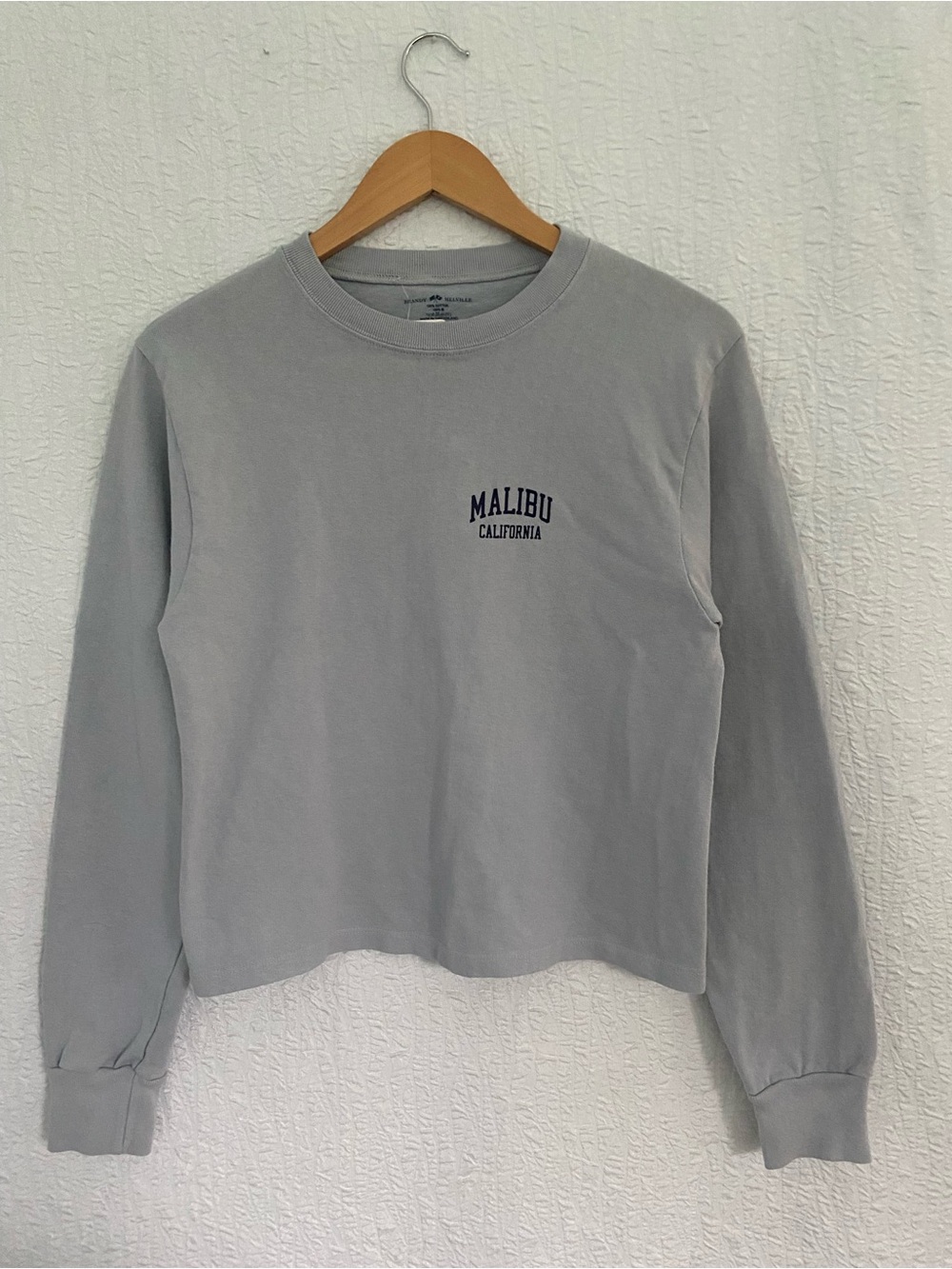 Brandy Melville NEW Light Blue Crewneck Long Sleeve Tee Shirt Malibu